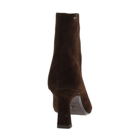 Boots en cuir chocolat avec un talon décroché haut et une fermeture à zip - Image 4
