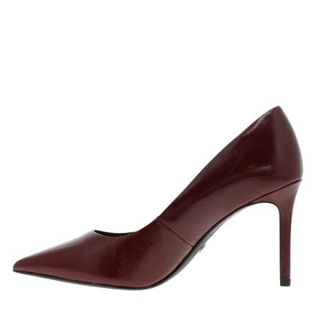 Escarpins en cuir bordeaux à talon décroché haut et a bout pointu - Image 3