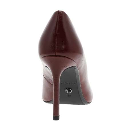 Escarpins en cuir bordeaux à talon décroché haut et a bout pointu - Image 4