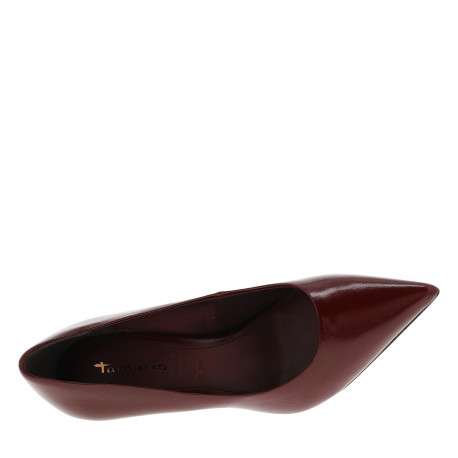 Escarpins en cuir bordeaux à talon décroché haut et a bout pointu - Image 5