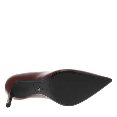 Escarpins en cuir bordeaux à talon décroché haut et a bout pointu - Image 6