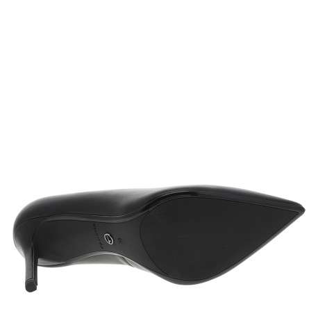 Escarpins noirs en cuir décolleté simple avec un talon décroché haut - Image 6