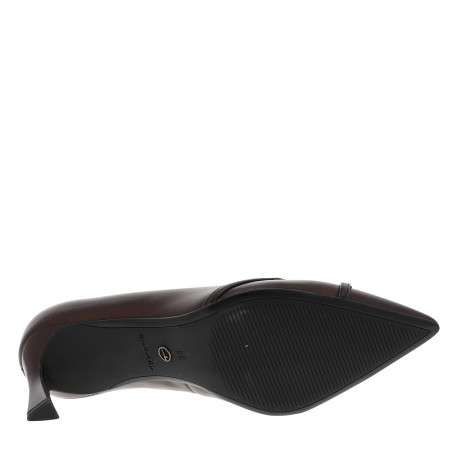 Escarpins décolletés simples en cuir bordeaux avec un talon décroché haut - Image 6