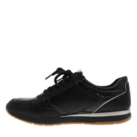 Baskets running noirs à talon plat avec des lacets et un zip latéral - Image 3