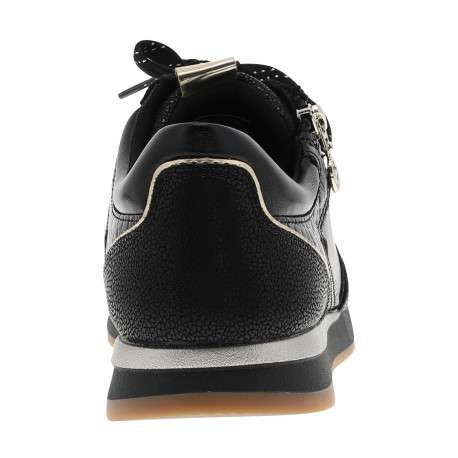 Baskets running noirs à talon plat avec des lacets et un zip latéral - Image 4