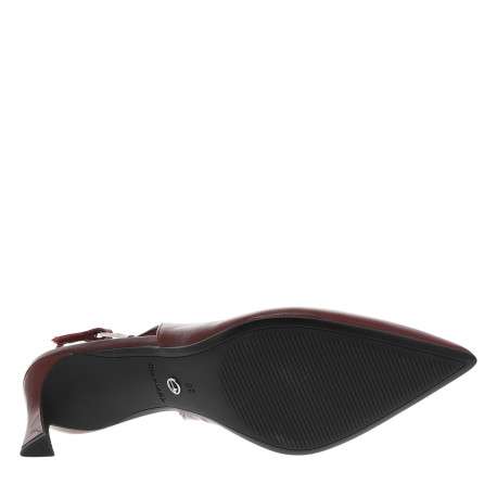 Escarpins arrière ouvert en cuir bordeaux à talon décroché moyen - Image 6