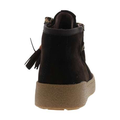 Boots en cuir chocolat avec un talon plat et des lacets à motif léopard - Image 4