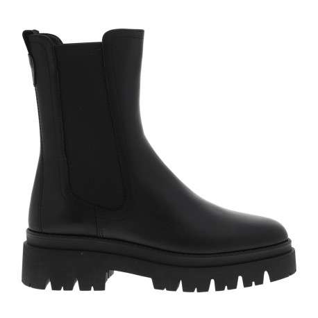 Boots en cuir noirs à talon décroché bas avec des soufflets élastiqués - Image 2