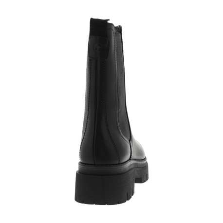 Boots en cuir noirs à talon décroché bas avec des soufflets élastiqués - Image 4
