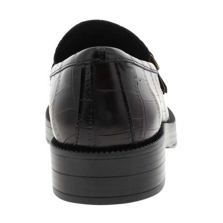 Mocassins chocolat avec un talon plat et un revêtement effet crocodile - Image 4