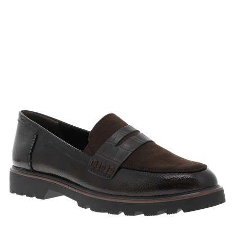 Mocassins marron à talon décroché bas avec des soufflets élastiqués