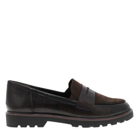 Mocassins marron à talon décroché bas avec des soufflets élastiqués - Image 2