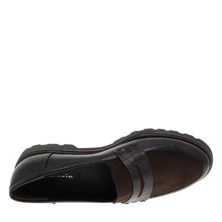 Mocassins marron à talon décroché bas avec des soufflets élastiqués - Image 5