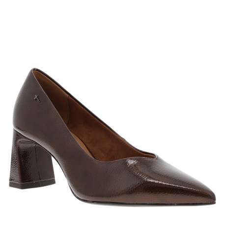 Escarpins décolletés simples marron avec un talon décroché haut