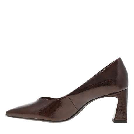 Escarpins décolletés simples marron avec un talon décroché haut - Image 3