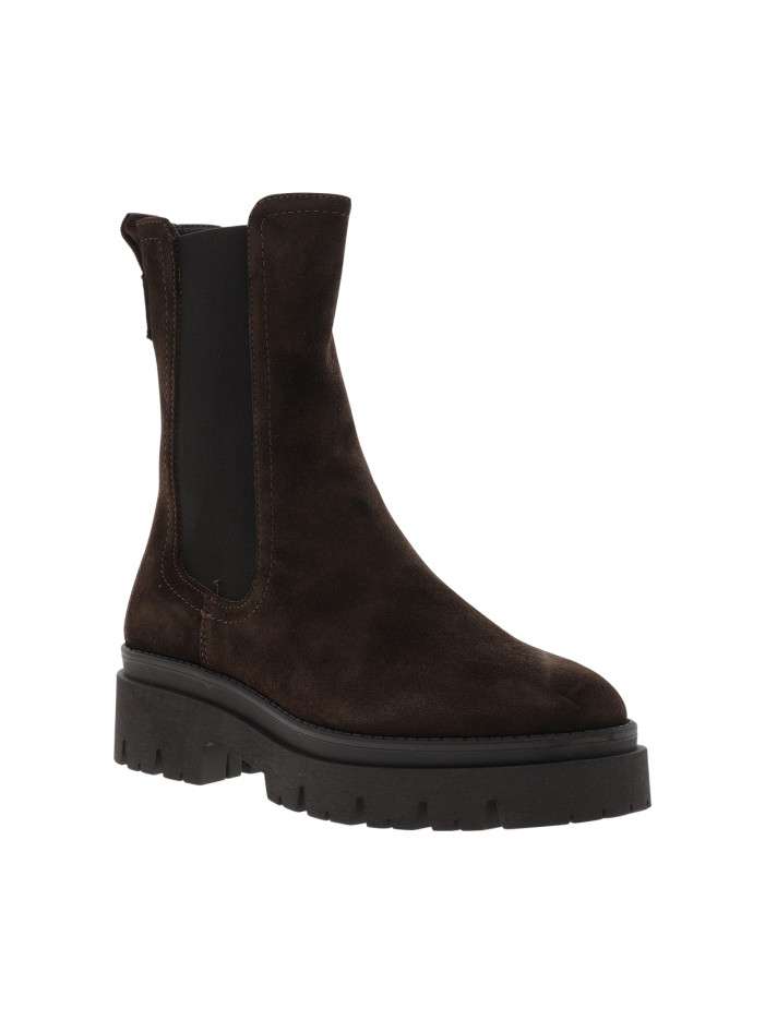 Boots en cuir chocolat à...