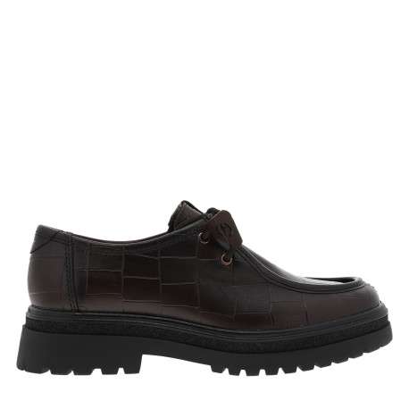 Mocassins en cuir marron à semelle plate et une femreture à lacets - Image 2