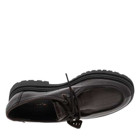 Mocassins en cuir marron à semelle plate et une femreture à lacets - Image 5