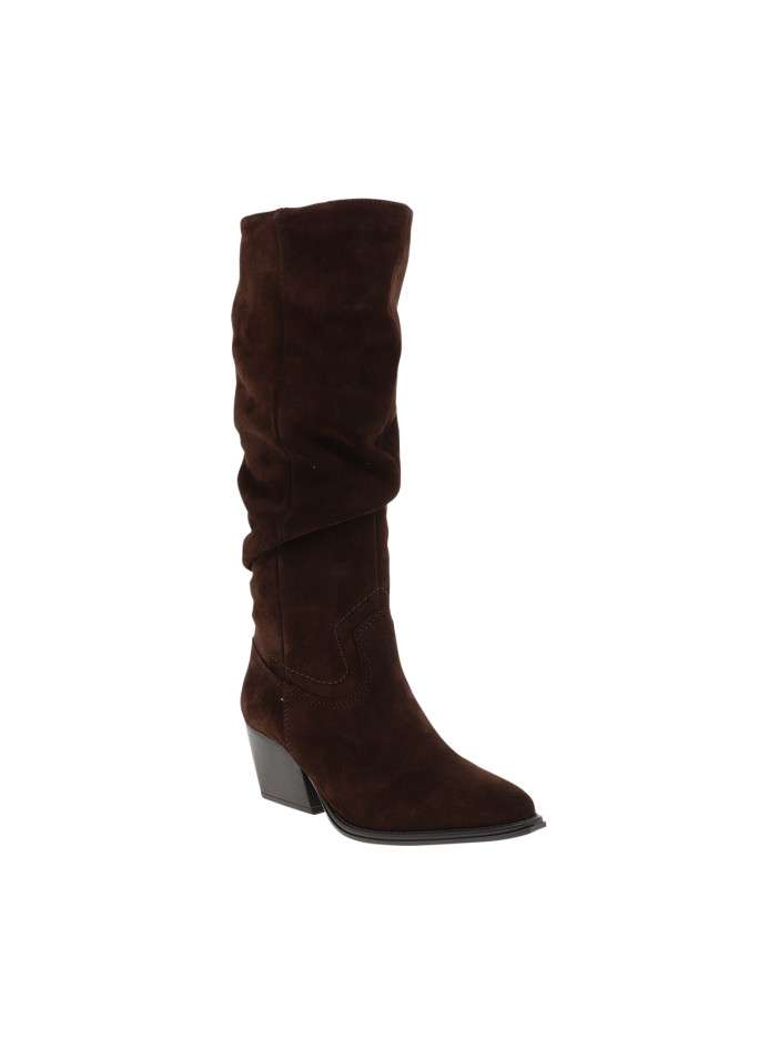 Bottes en cuir chocolat à...
