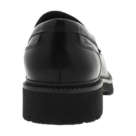 Mocassins noirs à semelle plate et une boucle métallique de la marque à l'avant - Image 4