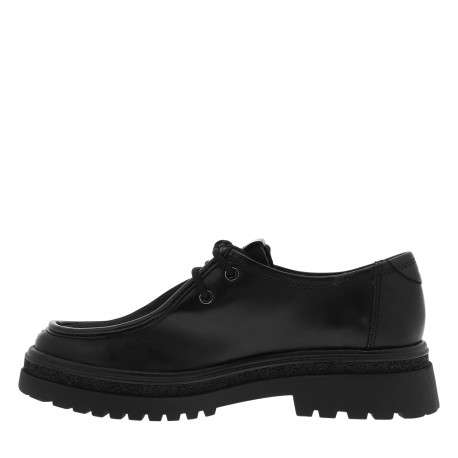 Mocassins en cuir noir à semelle plate et une fermeture à lacets - Image 3