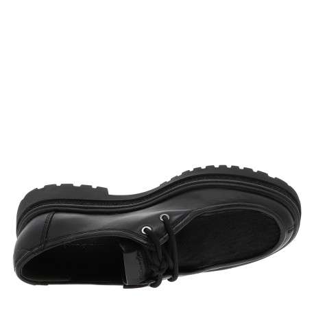 Mocassins en cuir noir à semelle plate et une fermeture à lacets - Image 5