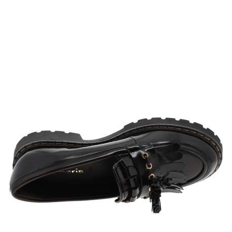 Mocassins marrons à semelle plate et oeillets métalliques dorés sur l'empeigne - Image 5