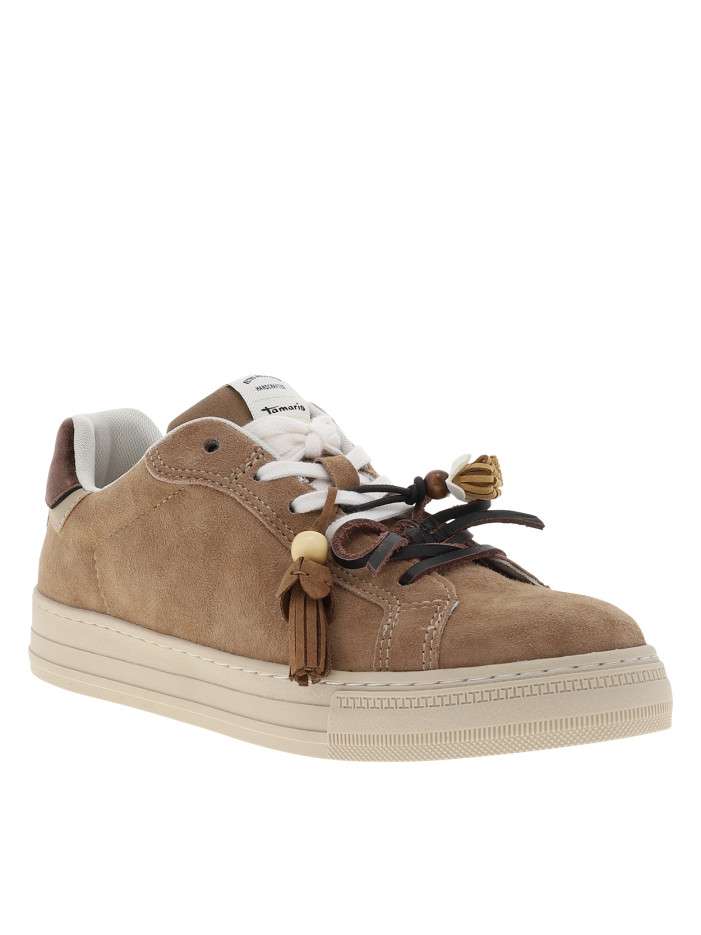 Tennis en cuir nubuck camel...