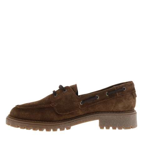 Mocassins bateau en cuir brunes à semelle plate et une fermeture à lacets - Image 3