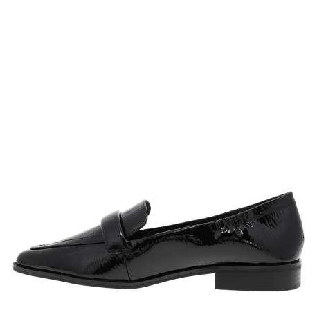 Mocassins noir verni avec une semelle plate et un bout pointu - Image 3