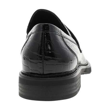 Mocassins noir verni avec une semelle plate et des écailles sur le pourtour - Image 4