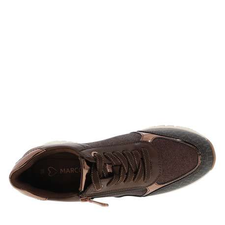 Baskets running chocolat à talon compensé haut avec des lacets et un zip latéral - Image 5