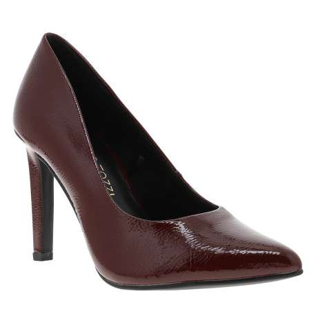 Escarpins decollete simple bordeaux à talon décroché haut