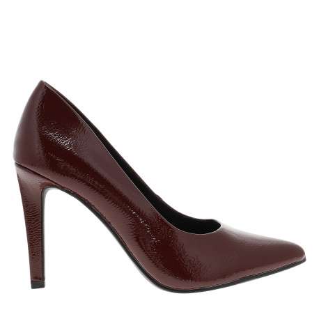 Escarpins decollete simple bordeaux à talon décroché haut - Image 2