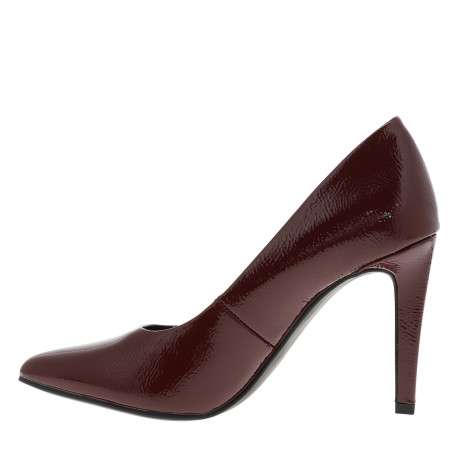 Escarpins decollete simple bordeaux à talon décroché haut - Image 3