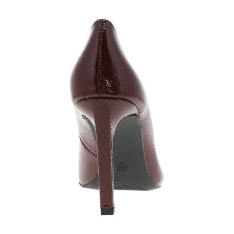 Escarpins decollete simple bordeaux à talon décroché haut - Image 4