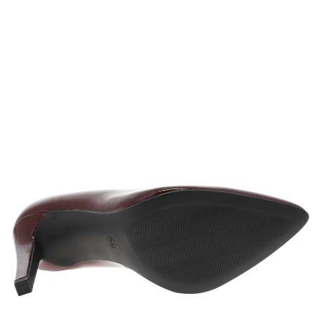 Escarpins decollete simple bordeaux à talon décroché haut - Image 6