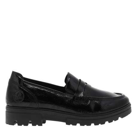 Mocassins noirs à talon décroché bas avec des soufflets élastiqués - Image 2