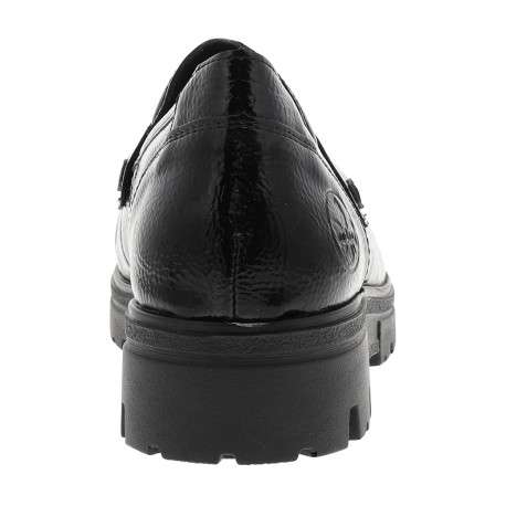 Mocassins noirs à talon décroché bas avec des soufflets élastiqués - Image 4