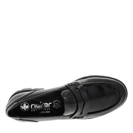 Mocassins noirs à talon décroché bas avec des soufflets élastiqués - Image 5
