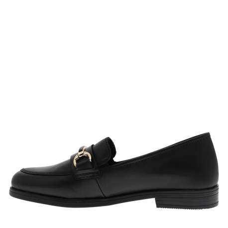 Mocassins en cuir noirs avec un talon décroché bas et des soufflets élastiqués - Image 3