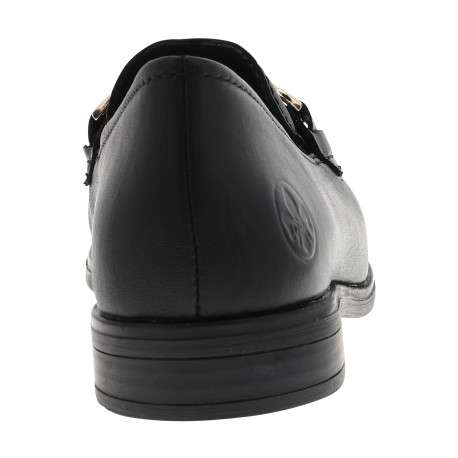 Mocassins en cuir noirs avec un talon décroché bas et des soufflets élastiqués - Image 4