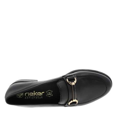 Mocassins en cuir noirs avec un talon décroché bas et des soufflets élastiqués - Image 5