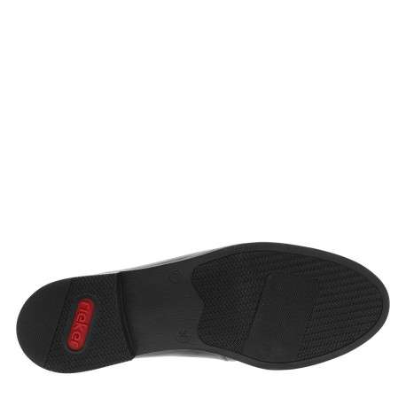 Mocassins en cuir noirs avec un talon décroché bas et des soufflets élastiqués - Image 6