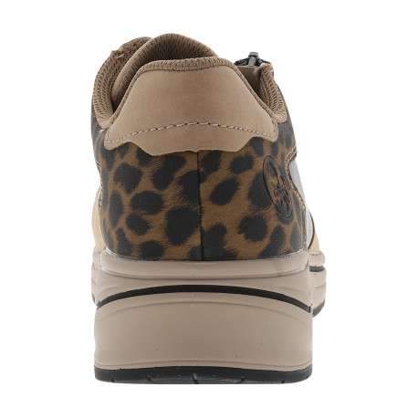 Baskets running beiges à talon compensé bas avec des lacets et un zip latéral - Image 4