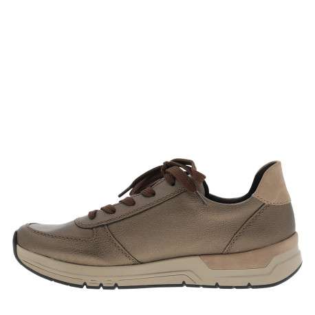 Baskets running bronze à talon plat avec des lacets et un zip latéral - Image 3