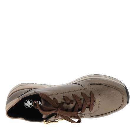 Baskets running bronze à talon plat avec des lacets et un zip latéral - Image 5