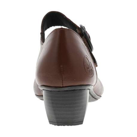 Escarpins en cuir cognac avec un talon décroché bas et une bande auto-agrippante - Image 4