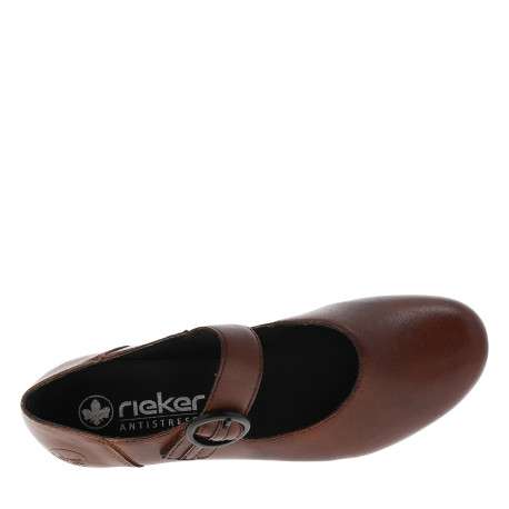 Escarpins en cuir cognac avec un talon décroché bas et une bande auto-agrippante - Image 5