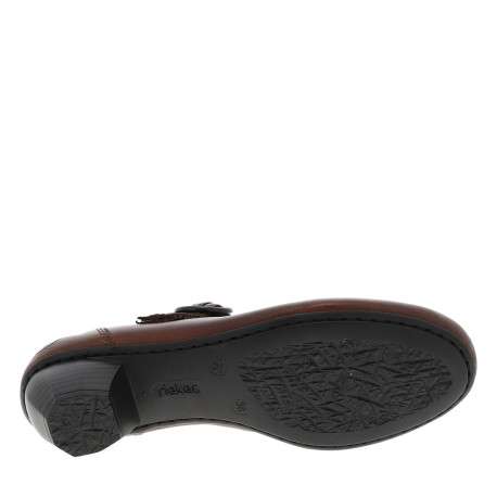 Escarpins en cuir cognac avec un talon décroché bas et une bande auto-agrippante - Image 6